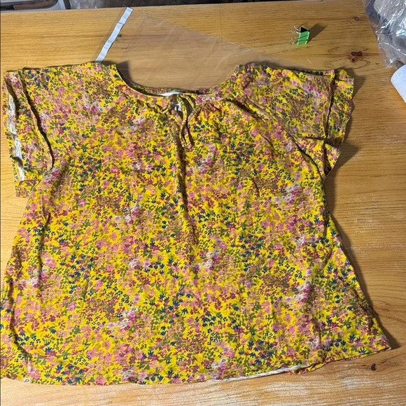 🌺 3 / $10 mix & match Time and Tru Fall Yellow Floral Blouse XL - Picture 3 of 5